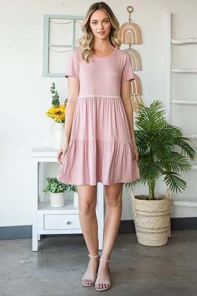 Solid Mini Tiered Dress