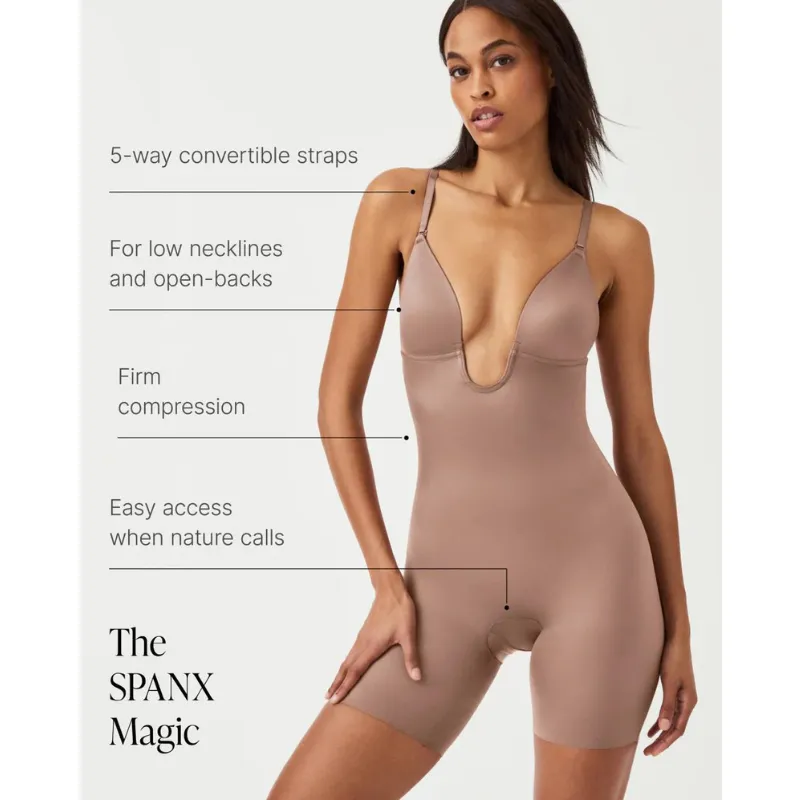 Spanx Suit Your Fancy Shaping Plunge Bodysuit Black