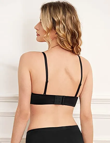 Strapless Bra Push Up Plunge Wireless Padded Multiway Contour Black