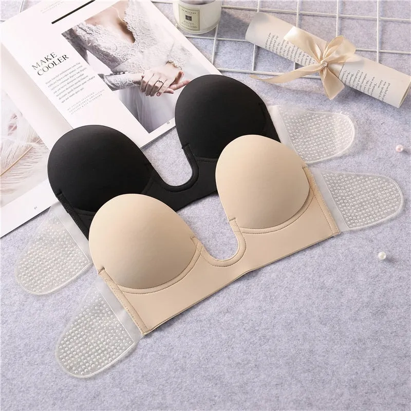 Strapless Invisible Push Up Plunge Bra