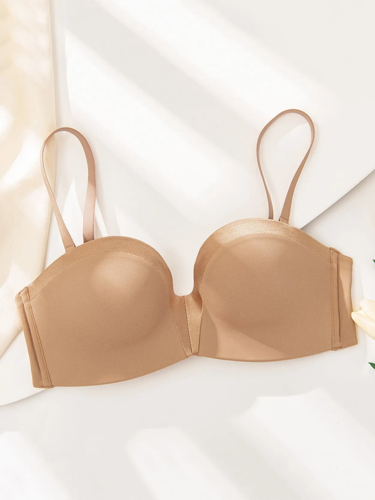 Strapless Wirefree Multiway Push Up Bra Brown