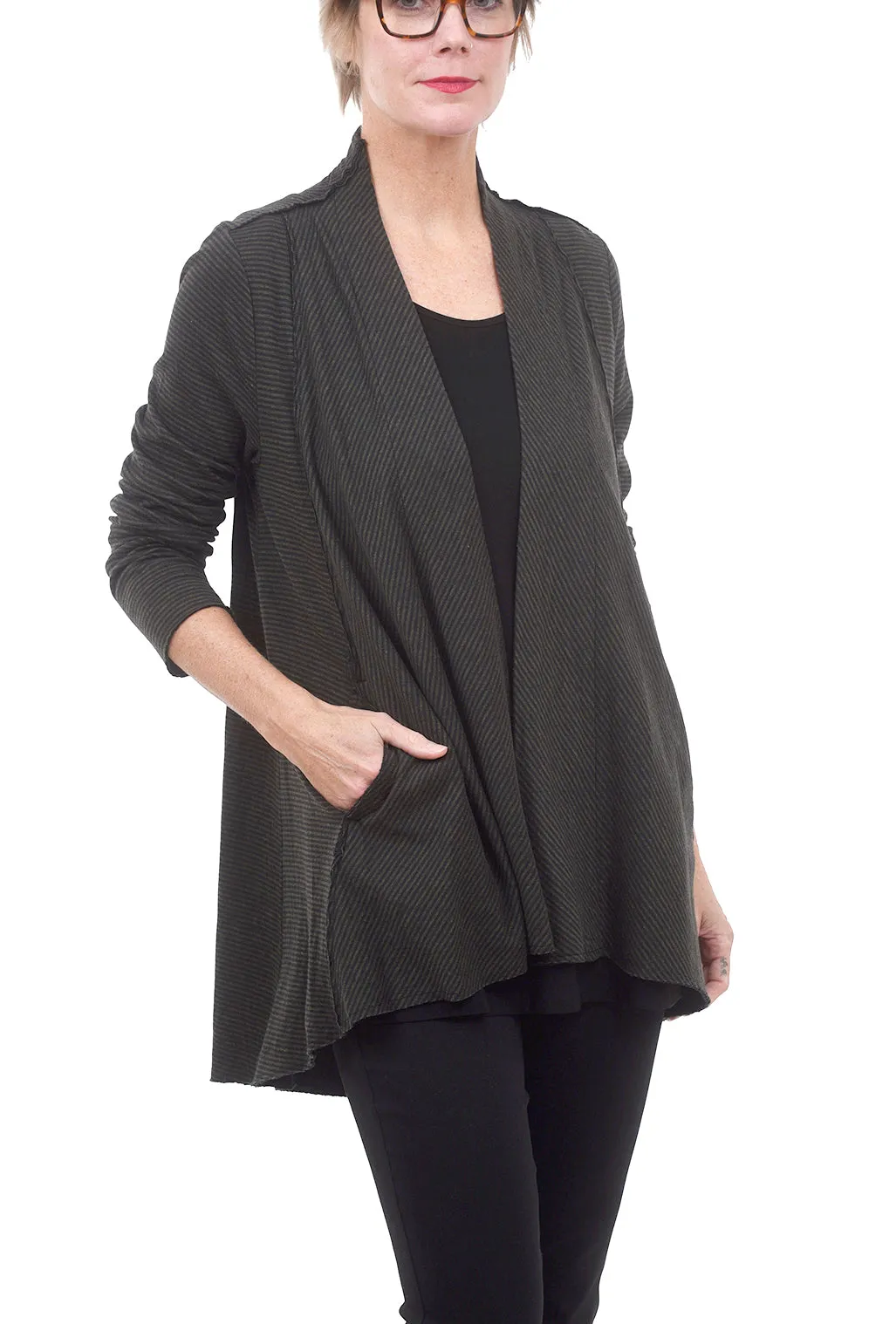 Stripe Donna Cardigan, Citron/Black