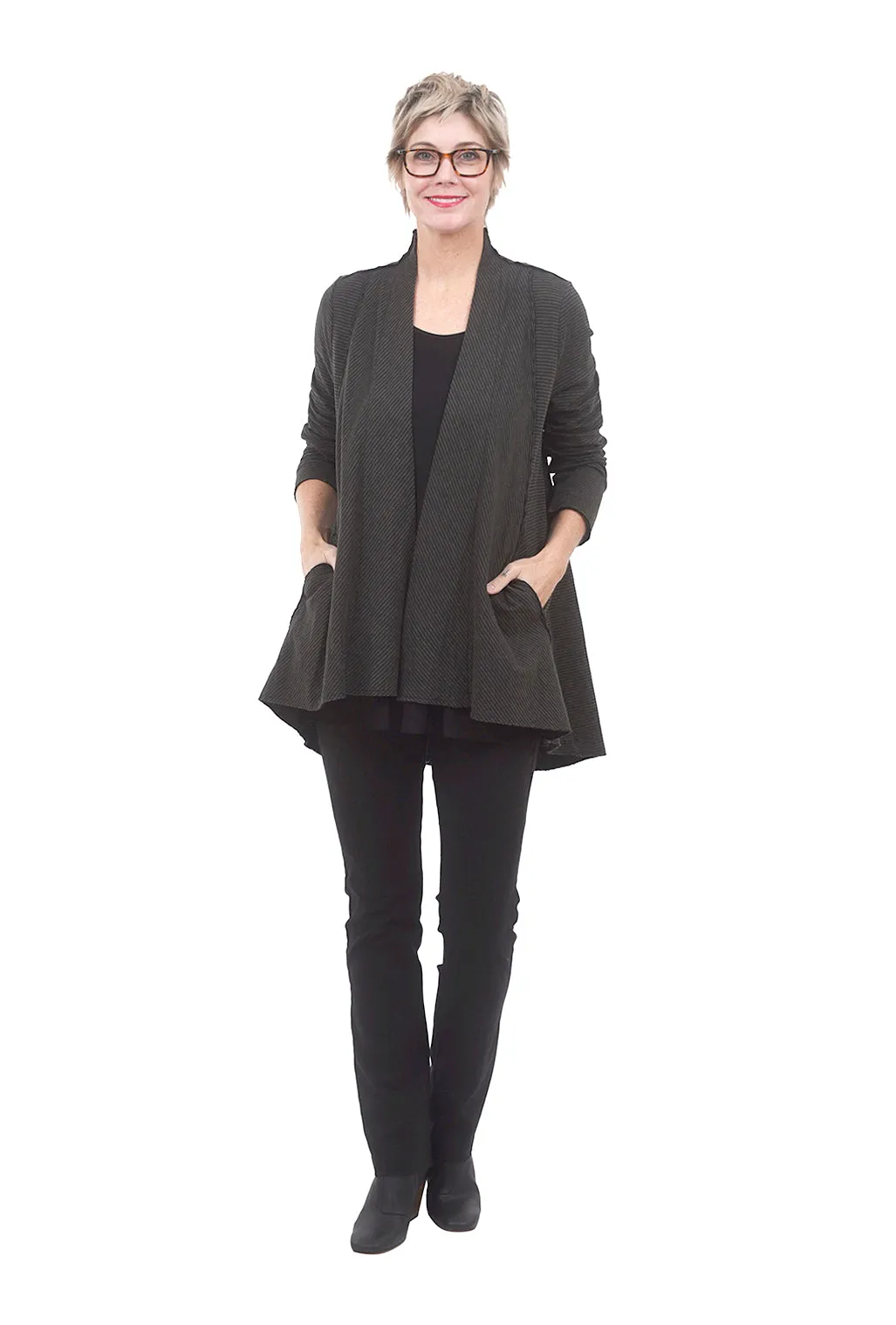 Stripe Donna Cardigan, Citron/Black