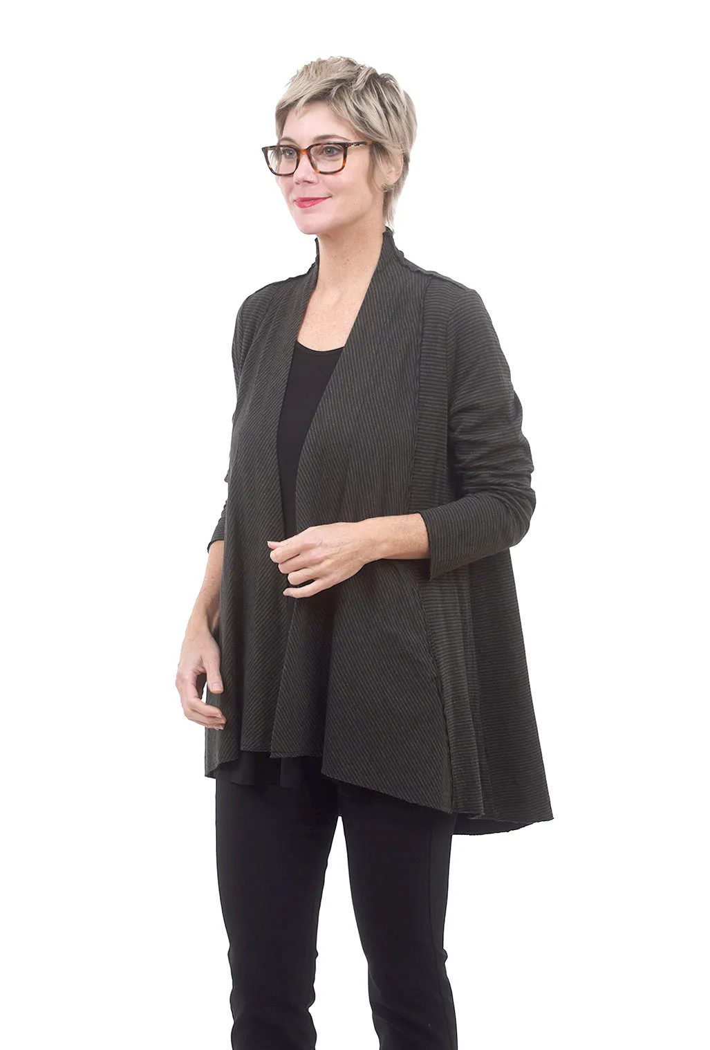 Stripe Donna Cardigan, Citron/Black