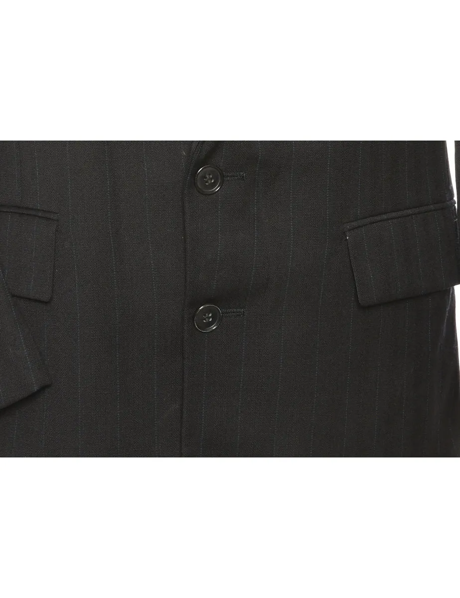 Striped Navy & Black Blazer - L