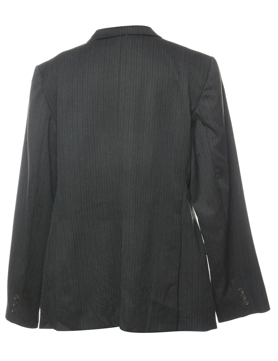 Striped Navy & Grey Blazer - L