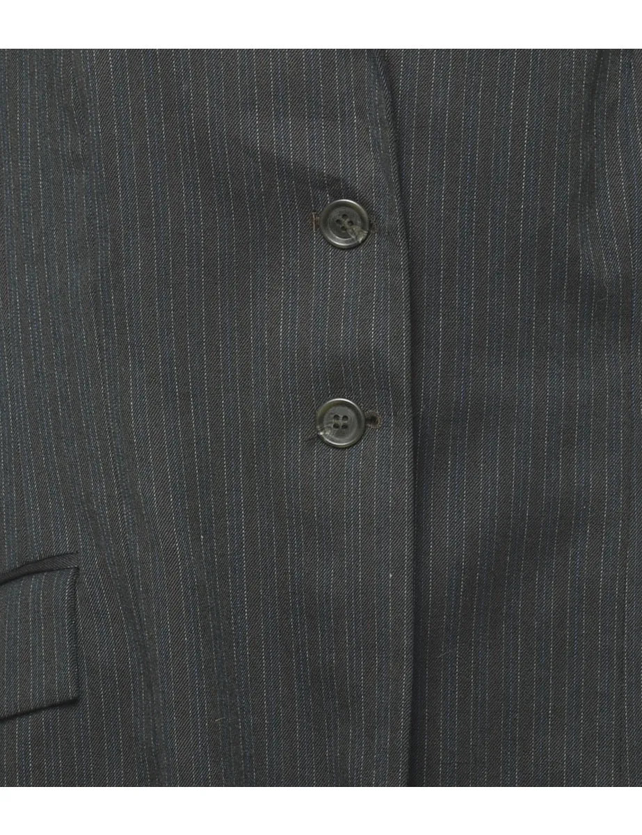 Striped Navy & Grey Blazer - L