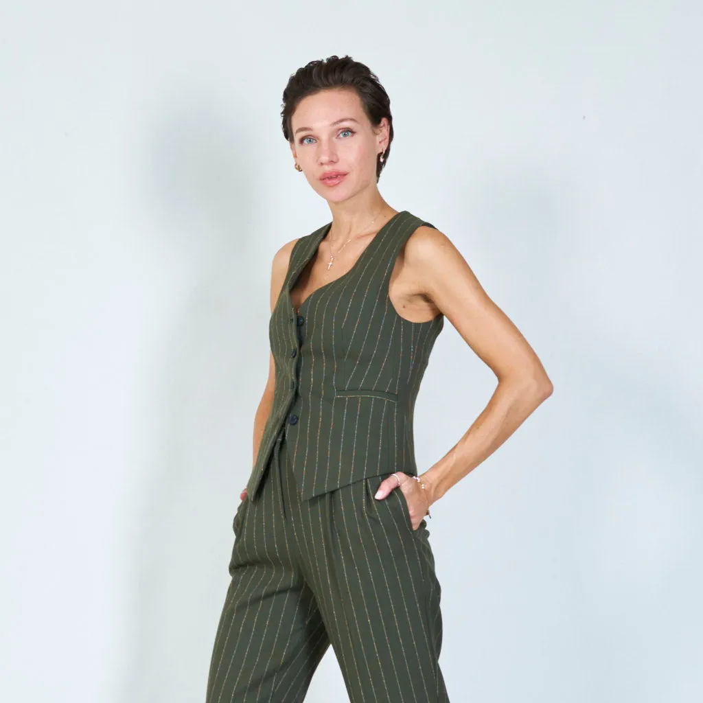 Striped tailored vest with button detail Wholesale