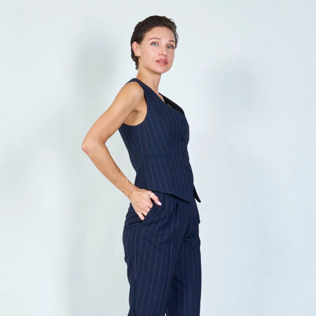 Striped tailored vest with button detail Wholesale