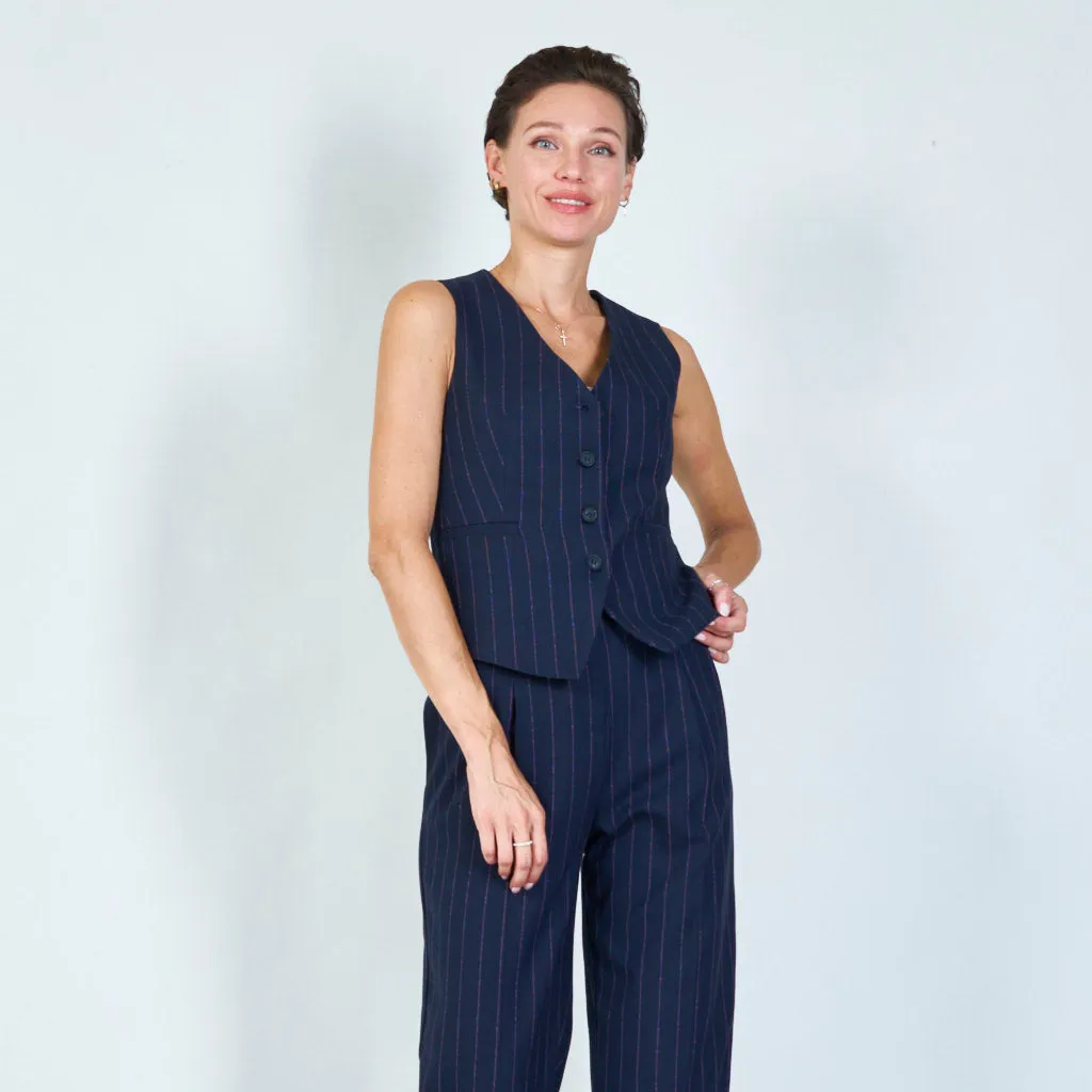 Striped tailored vest with button detail Wholesale