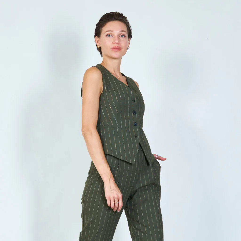 Striped tailored vest with button detail Wholesale