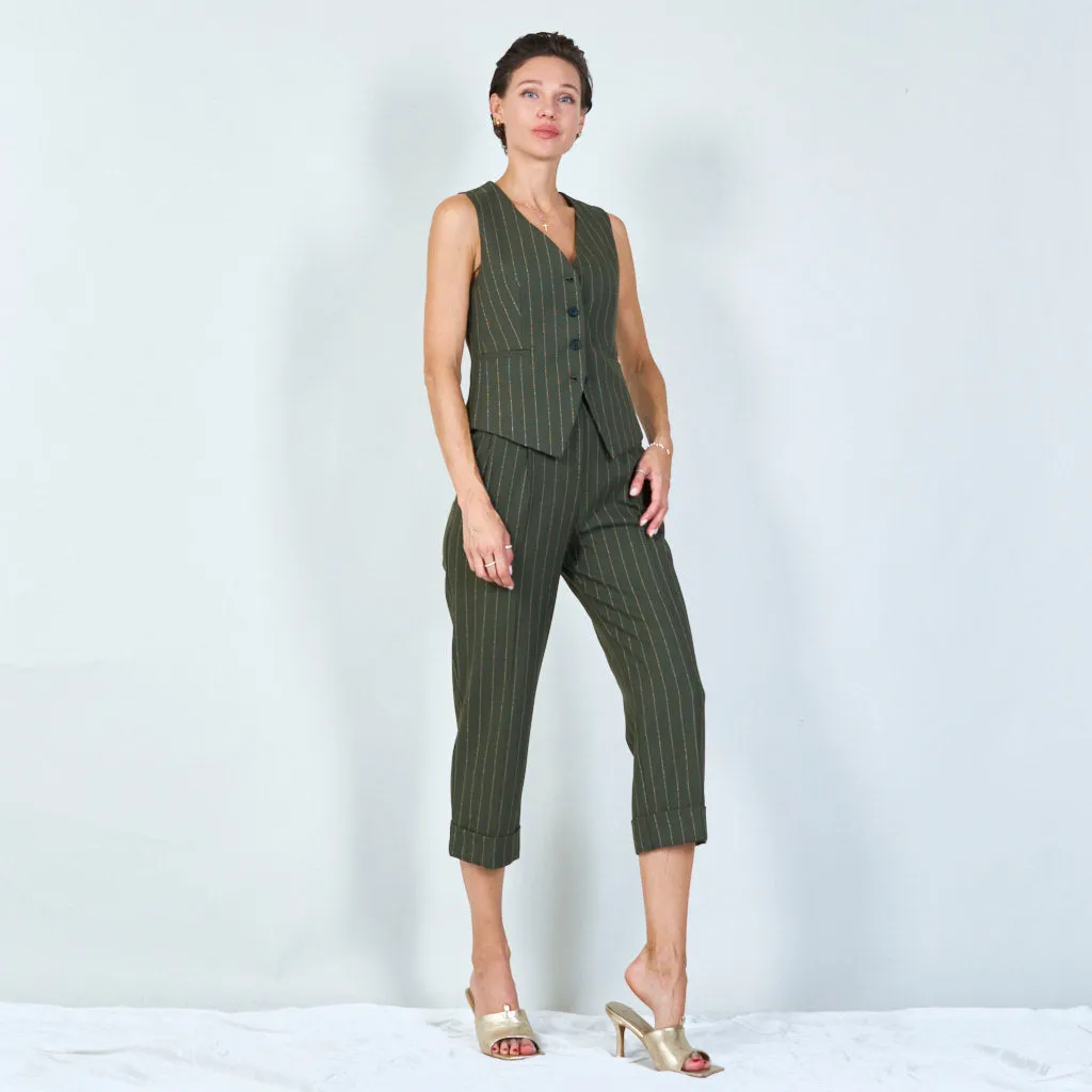 Striped tailored vest with button detail Wholesale