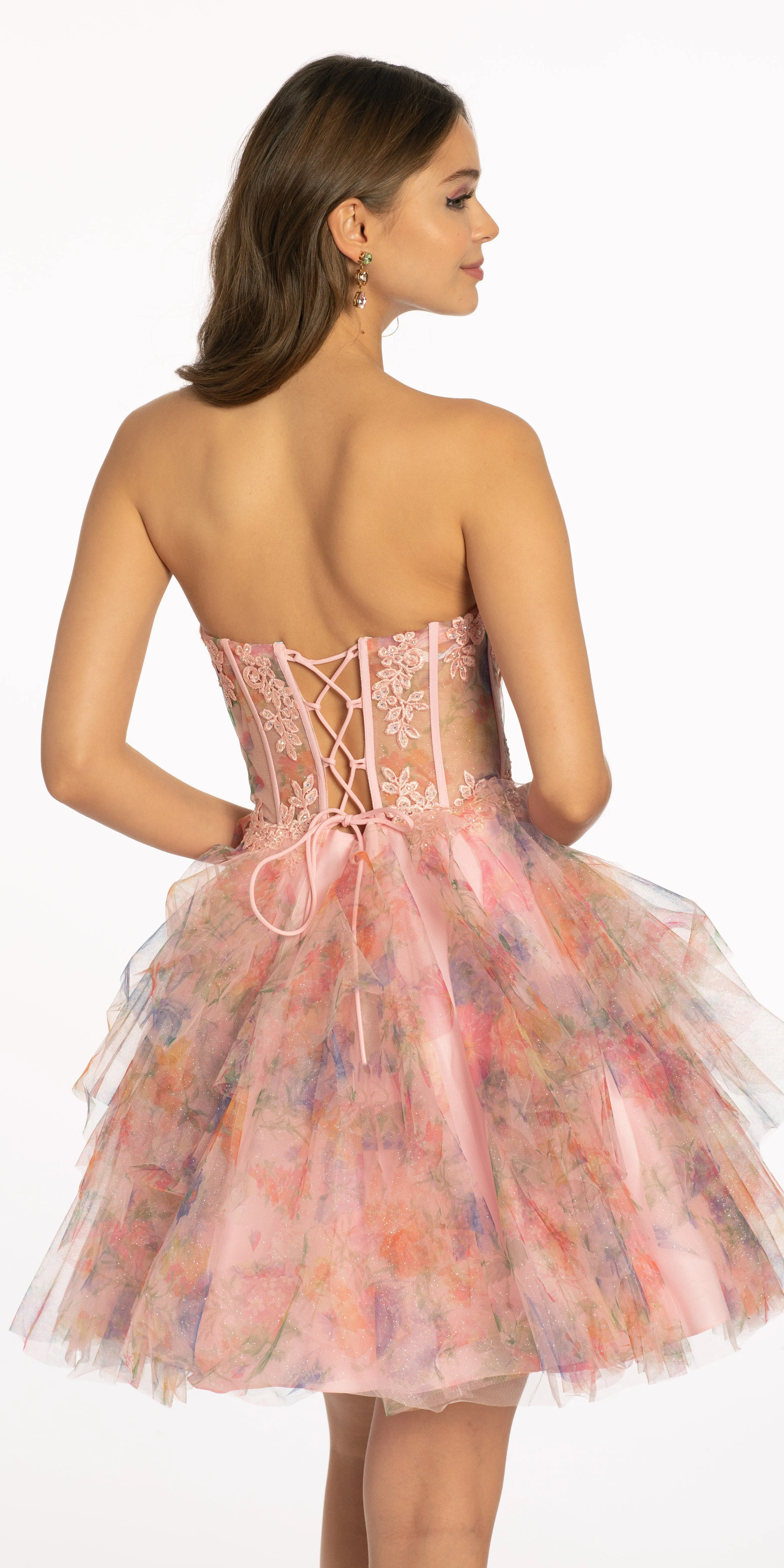 Sweetheart Embroidered Mesh Floral Tiered Fit and Flare Dress