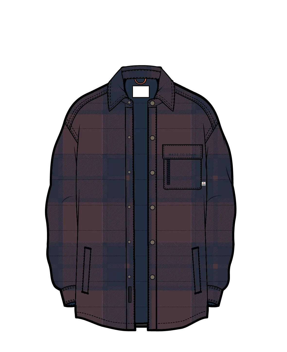Taranaki Quilted Overshirt - Deep Plum/Deep Navy Check
