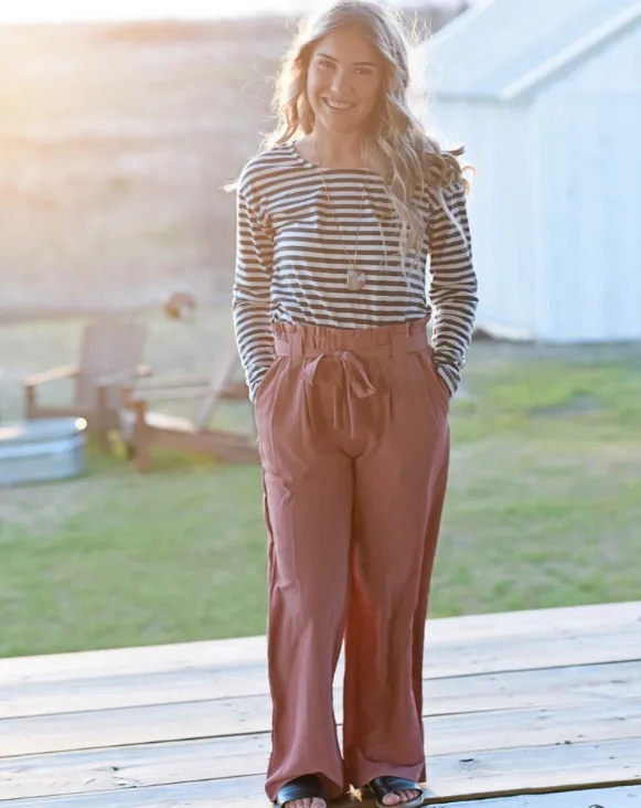 TESSA YOUTH PALAZZO PANTS - MAUVE