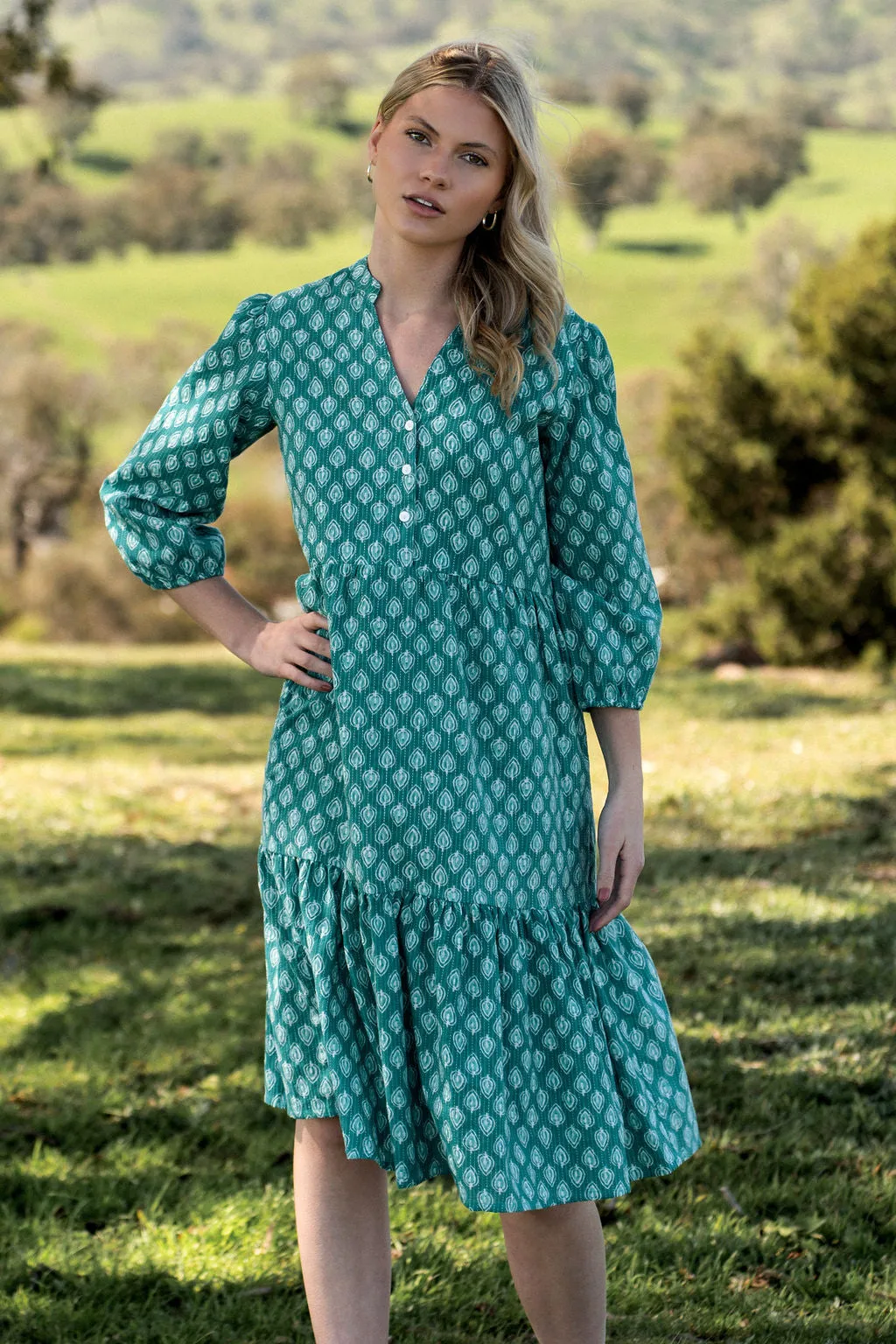 Tiered Midi Dress Azure