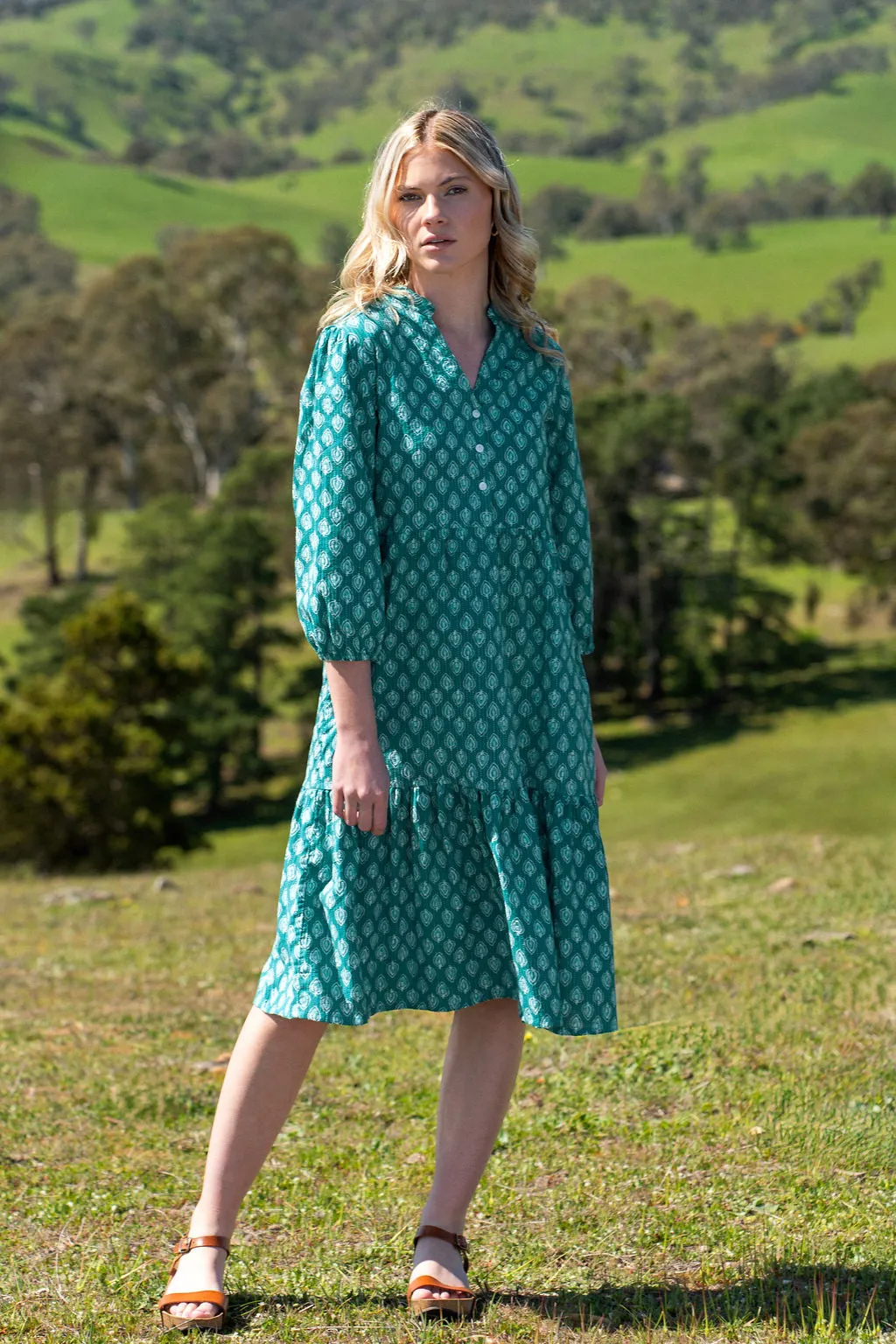 Tiered Midi Dress Azure
