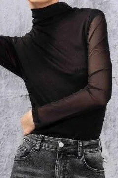Turtle Neck Mesh Top