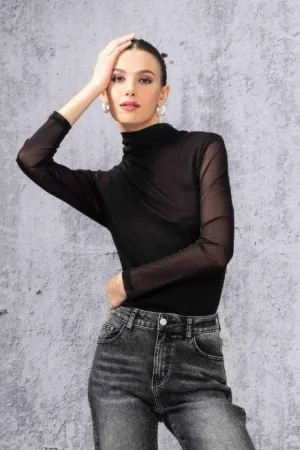 Turtle Neck Mesh Top