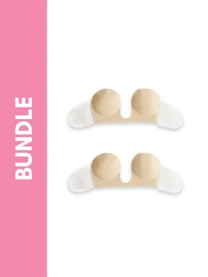Ultimate Strapless Plunge Reusable Adhesive Push Up Underwire Bra Bundle Pack in Skin (2 Pack)