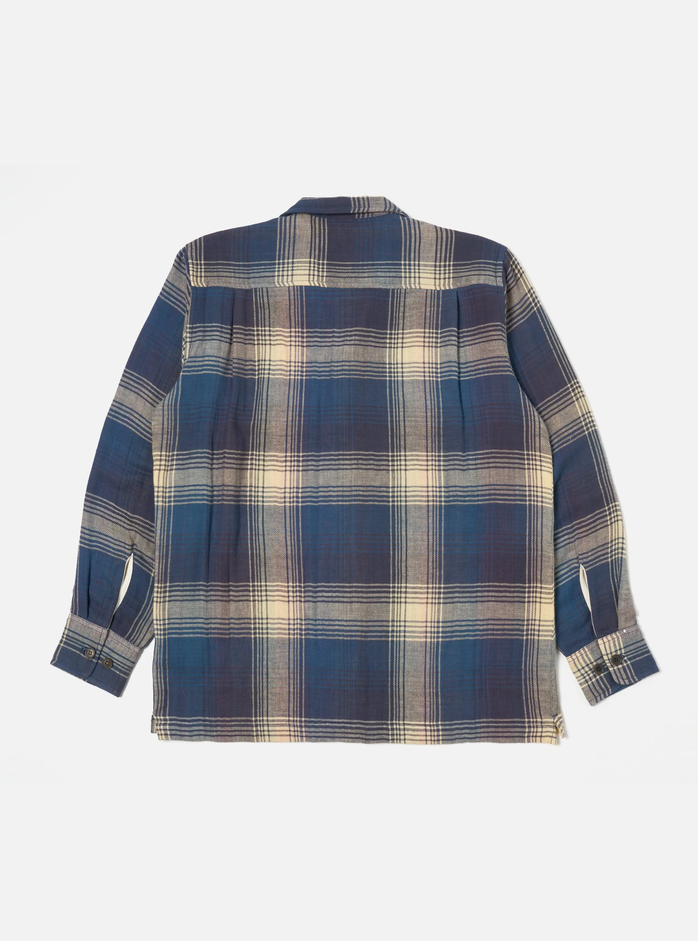 Universal Works L/S Utility Shirt in Navy Double Faced Check