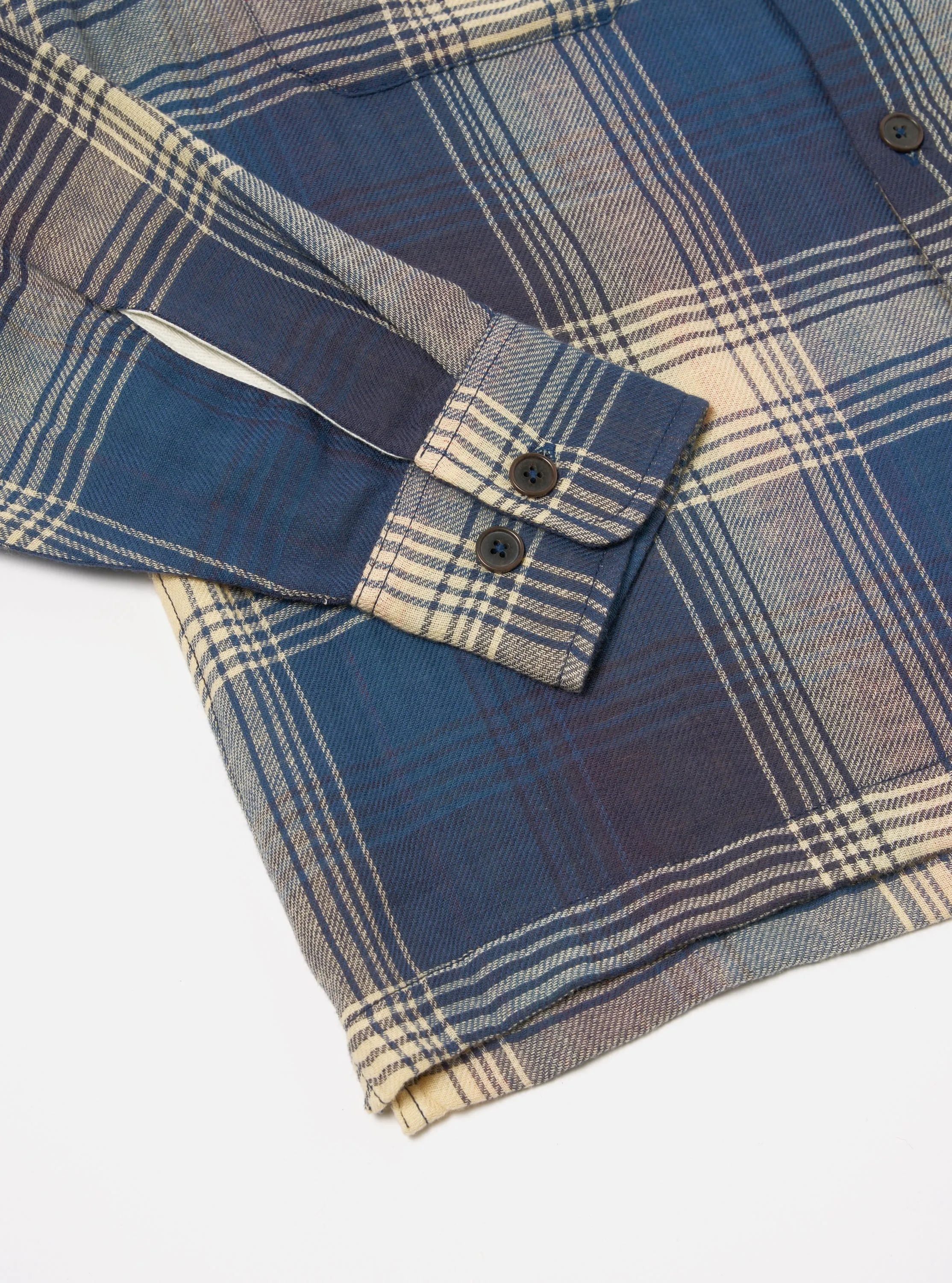 Universal Works L/S Utility Shirt in Navy Double Faced Check