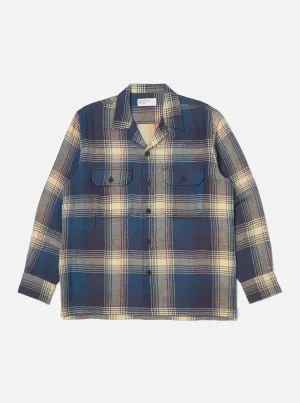 Universal Works L/S Utility Shirt in Navy Double Faced Check