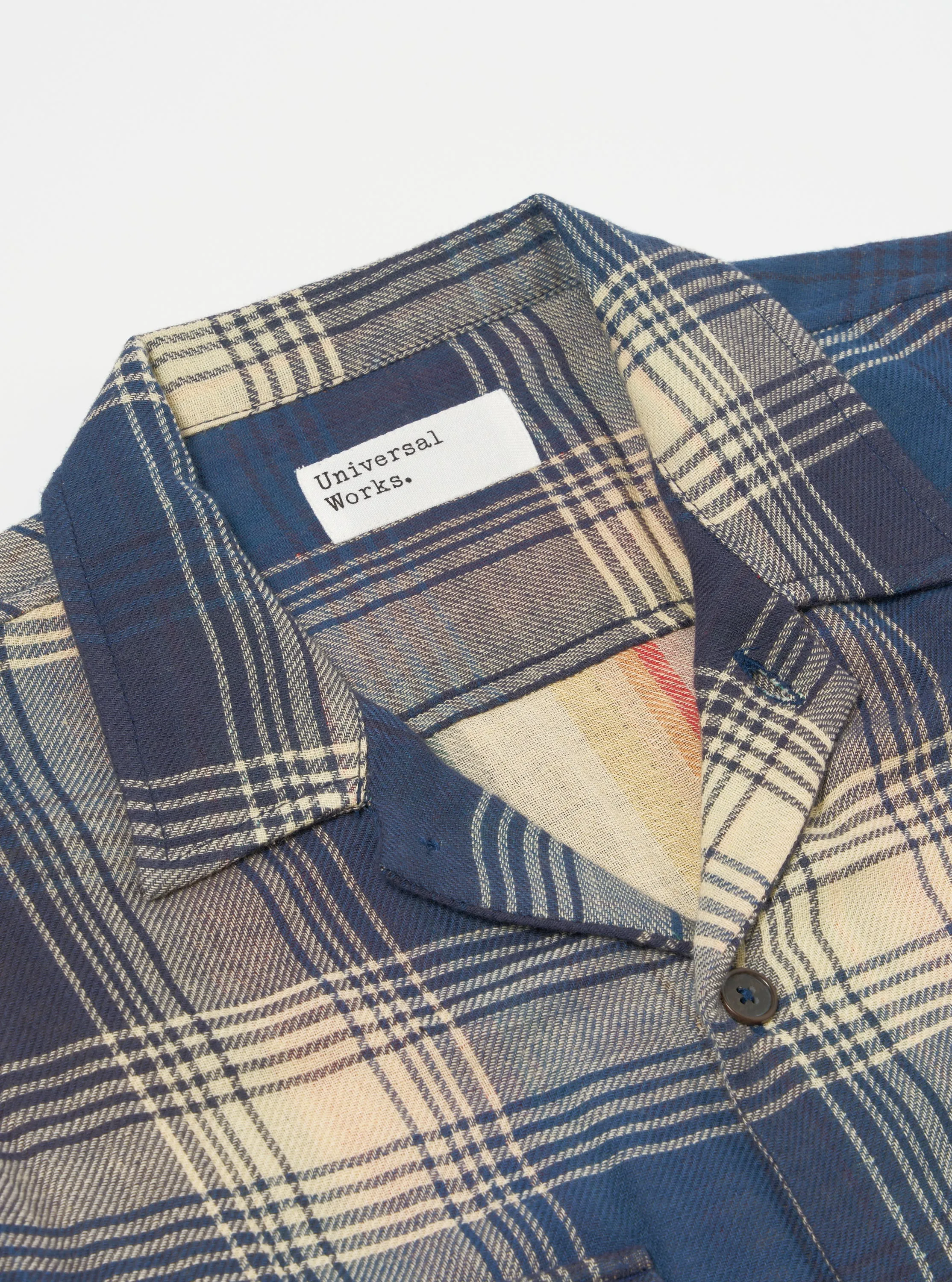 Universal Works L/S Utility Shirt in Navy Double Faced Check