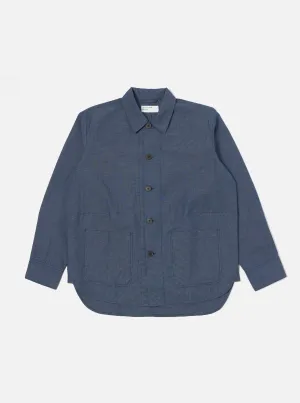 Universal Works Travail Overshirt in Indigo Denim Pinstripe