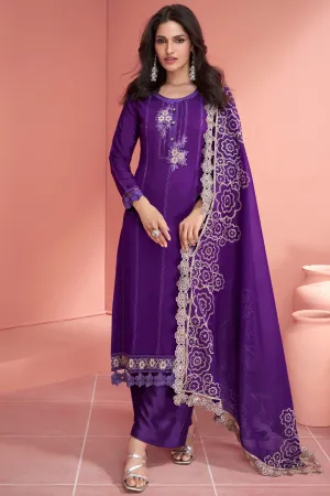 Vartika Singh Art Silk Fabric Purple Color Graceful Function Wear Palazzo Suit