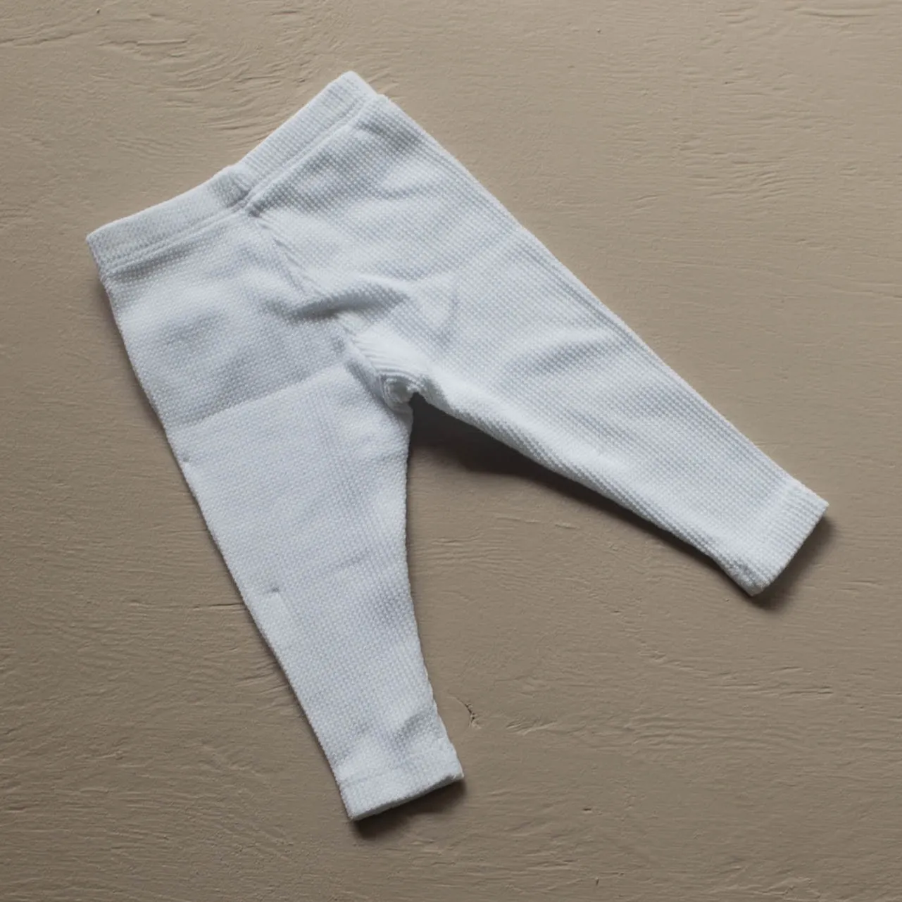 Waffle Cotton Leggings -  White