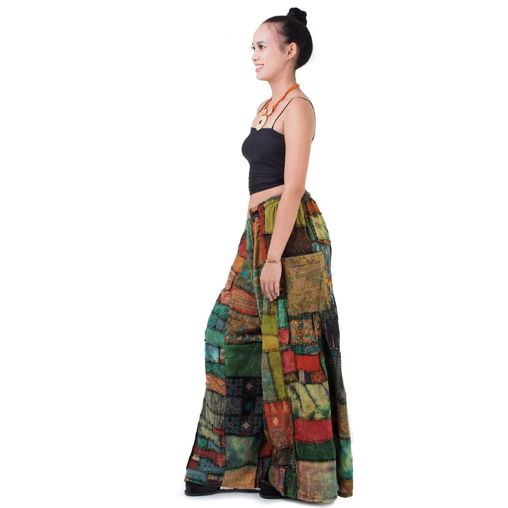 Wide-Leg Patchwork Palazzo Pants Mystic Black