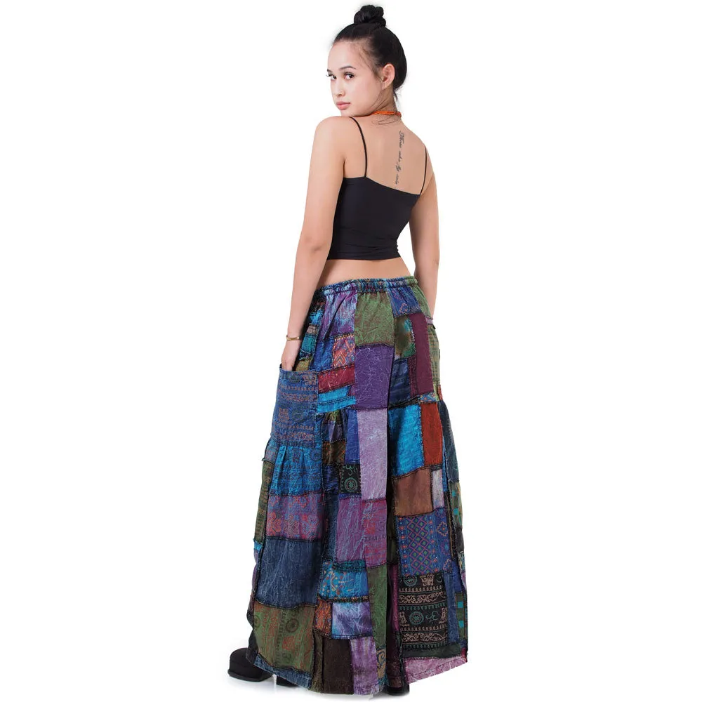 Wide-Leg Patchwork Palazzo Pants Mystic Black