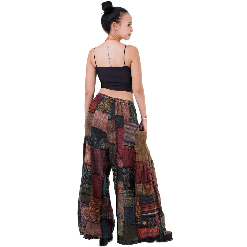 Wide-Leg Patchwork Palazzo Pants Mystic Black