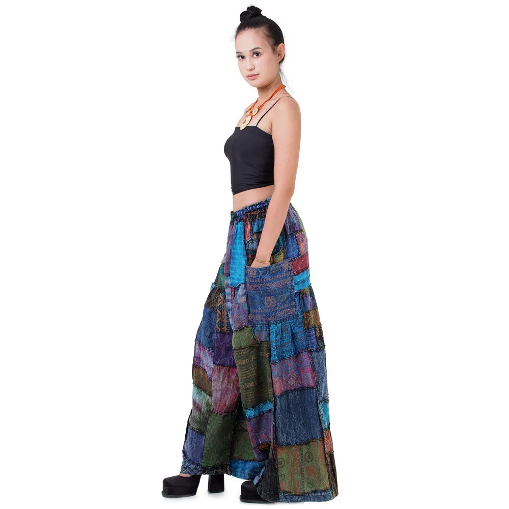 Wide-Leg Patchwork Palazzo Pants Mystic Black