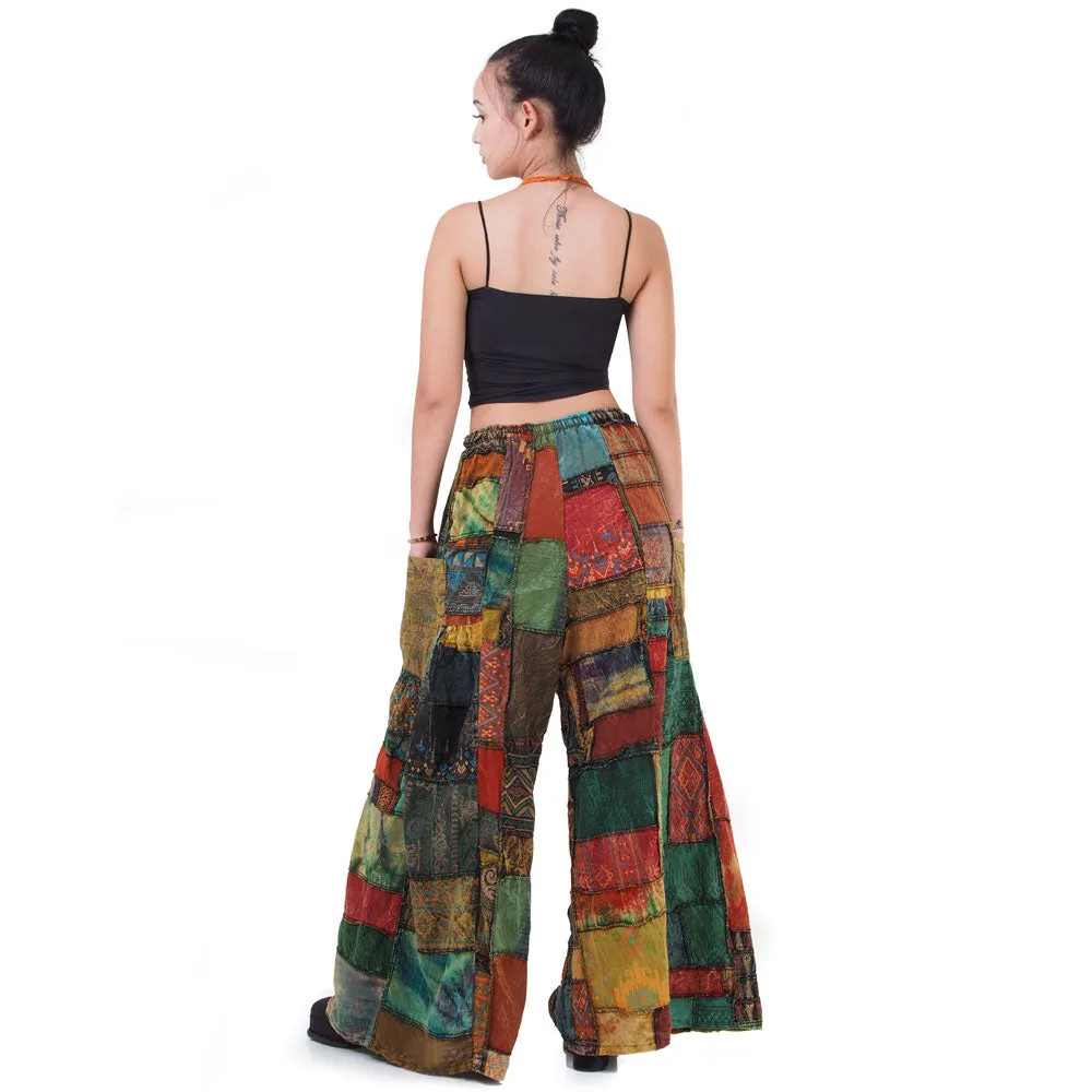Wide-Leg Patchwork Palazzo Pants Mystic Black