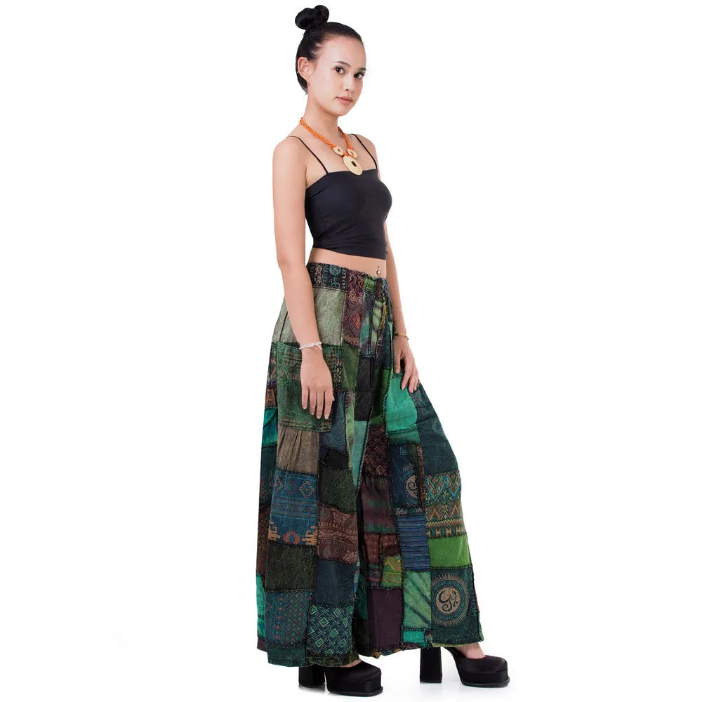 Wide-Leg Patchwork Palazzo Pants Mystic Black