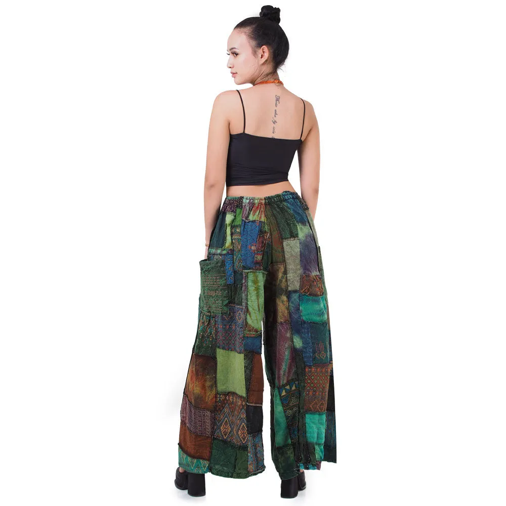 Wide-Leg Patchwork Palazzo Pants Mystic Black