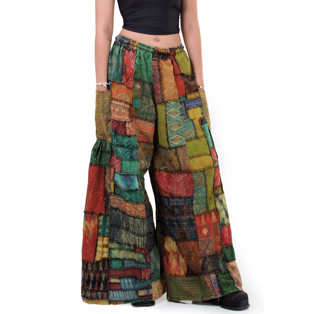 Wide-Leg Patchwork Palazzo Pants Mystic Black