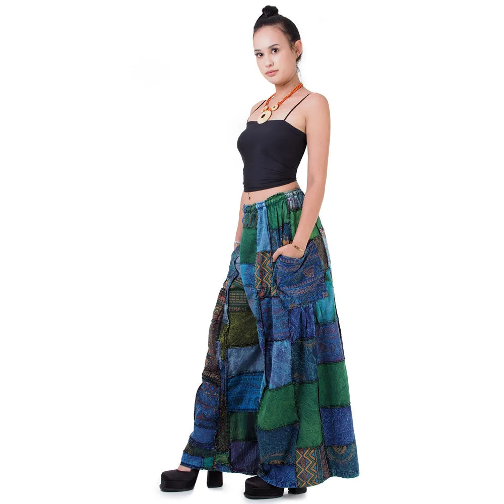 Wide-Leg Patchwork Palazzo Pants Mystic Black