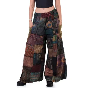 Wide-Leg Patchwork Palazzo Pants Mystic Black