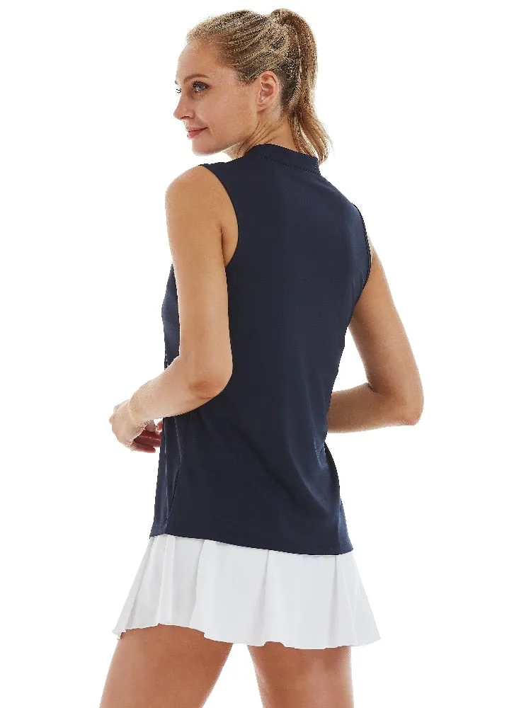 Women Sleeveless Polo Golf Shirts Quick Dry V-Neck with Collar Athletic Tennis Tank Top Moisture Wicking