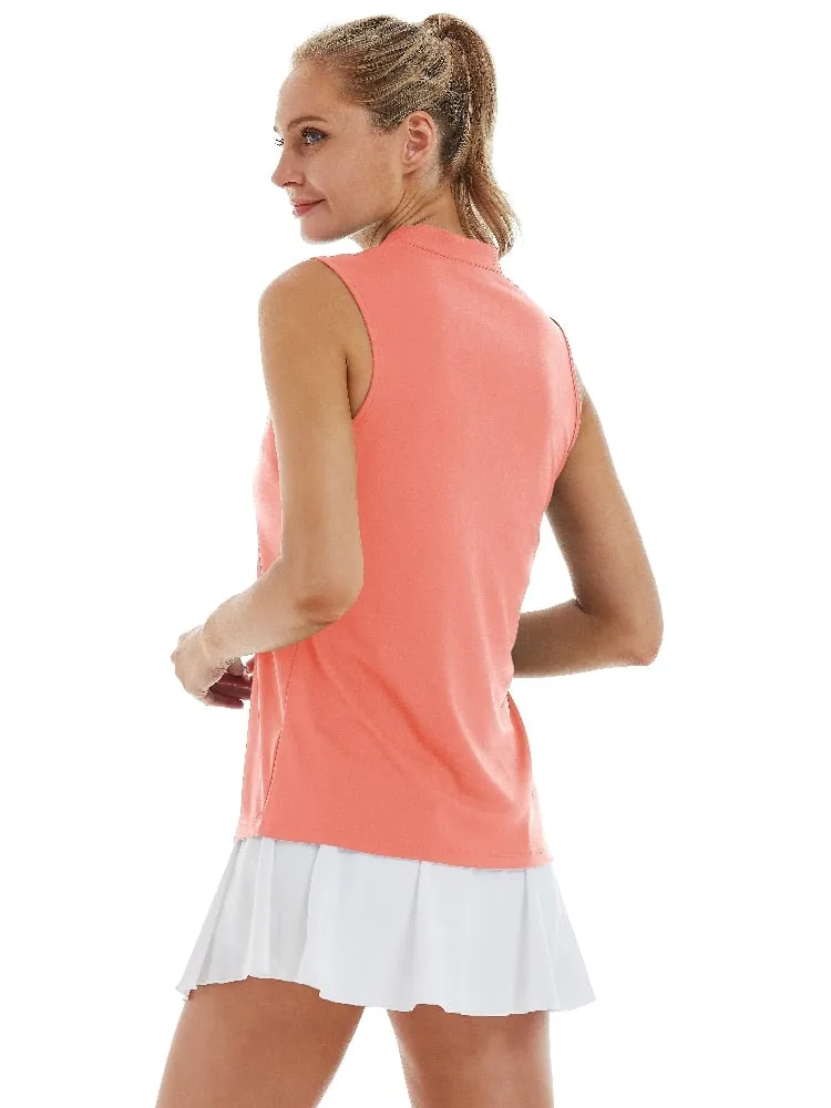 Women Sleeveless Polo Golf Shirts Quick Dry V-Neck with Collar Athletic Tennis Tank Top Moisture Wicking