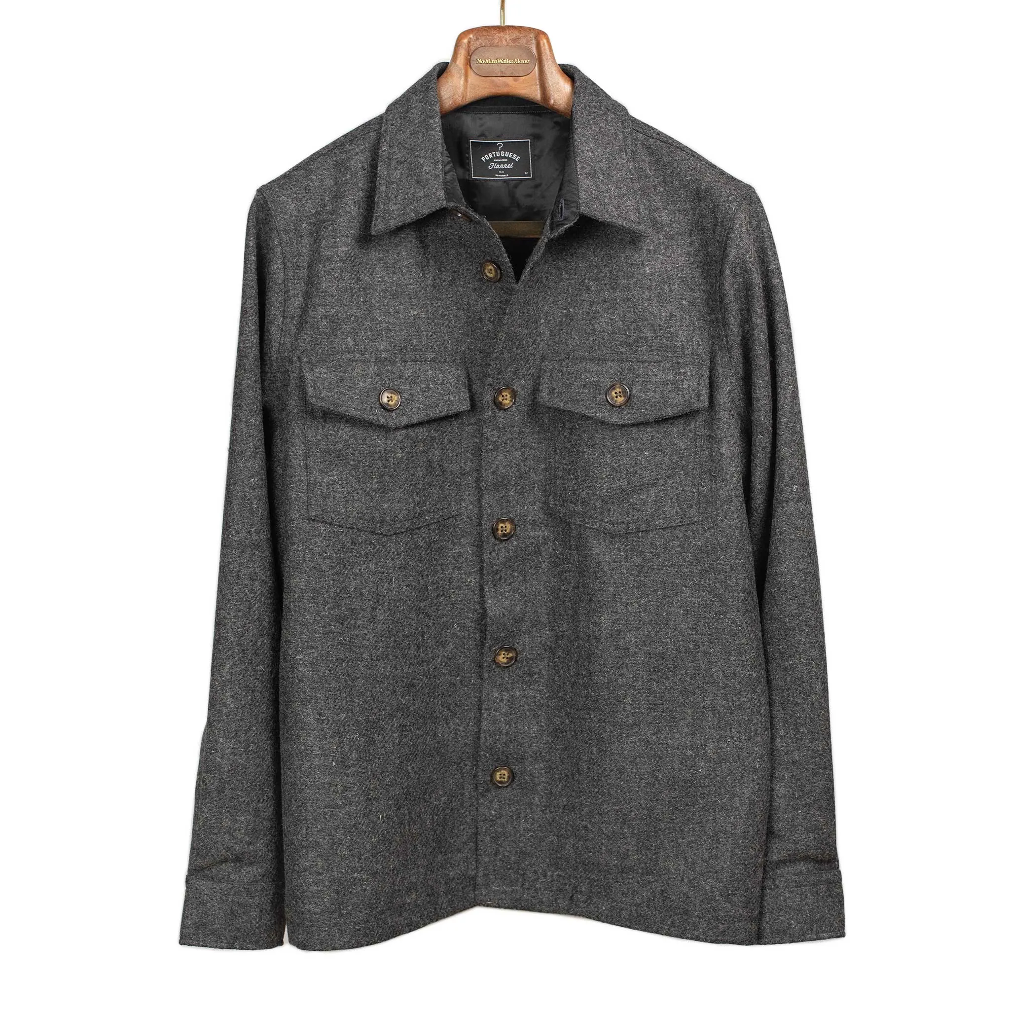 Wool Field overshirt in donegal grey wool