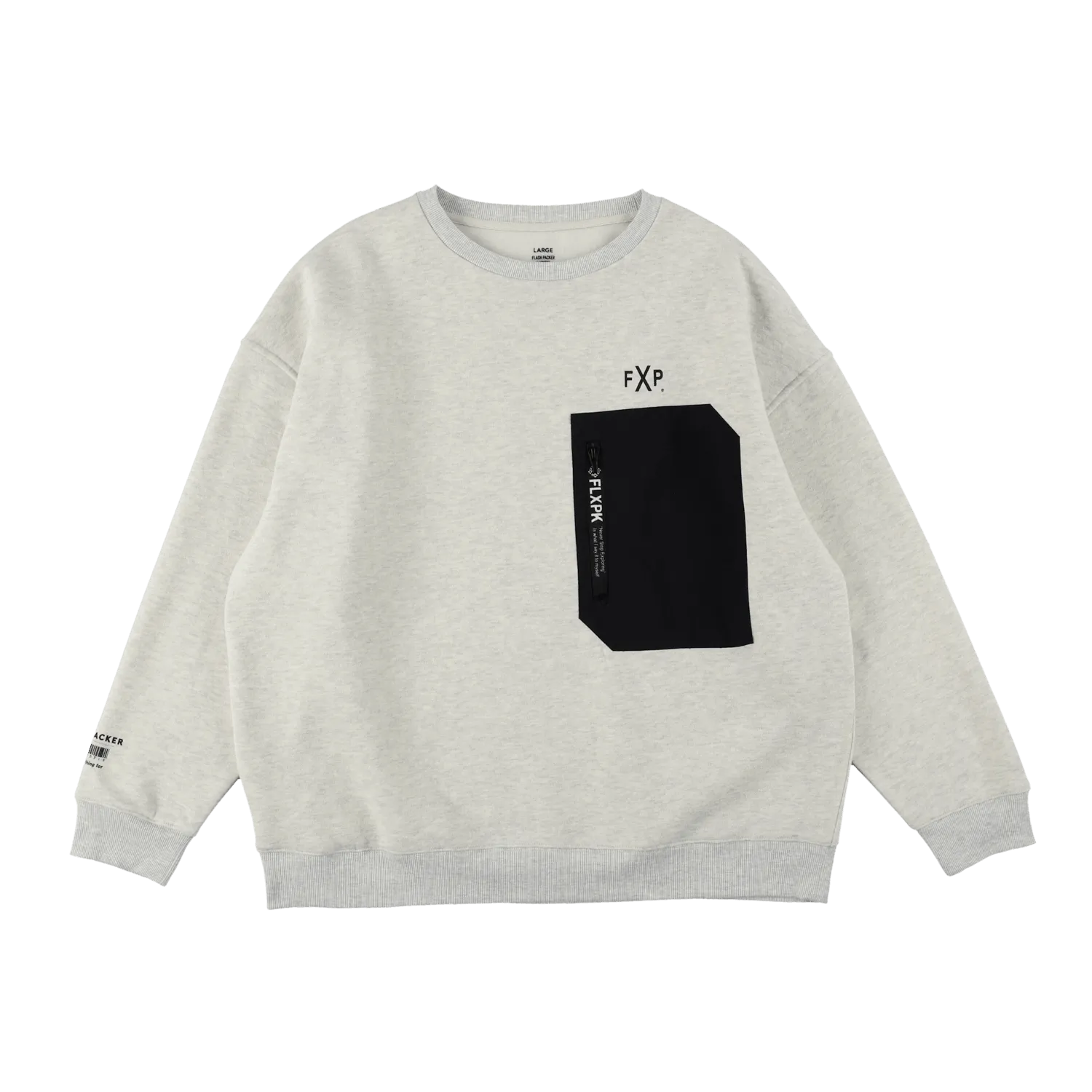 XSW-PKT3（コットンフリース・ナイロンポケット付きクルーネック）ASH