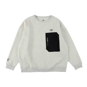XSW-PKT3（コットンフリース・ナイロンポケット付きクルーネック）ASH