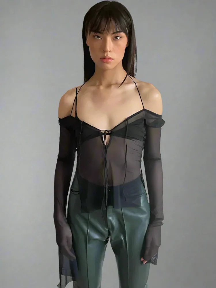 Y2k Halter Tops Lace Up Techwear