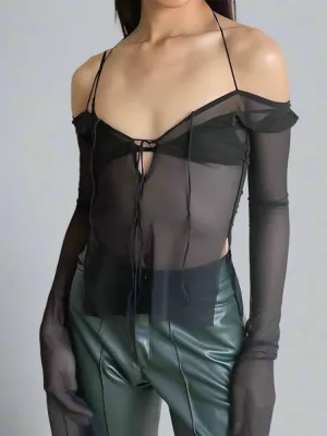 Y2k Halter Tops Lace Up Techwear