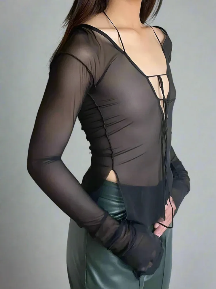 Y2k Halter Tops Lace Up Techwear