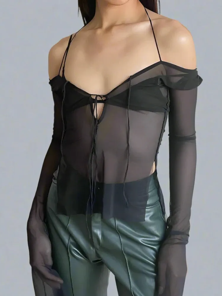 Y2k Halter Tops Lace Up Techwear
